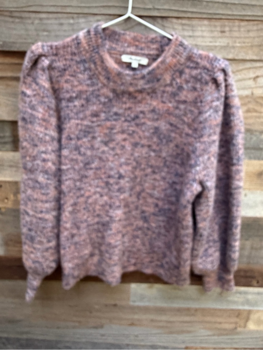 Madewell Cozy Marled Pink Crewneck Sweater